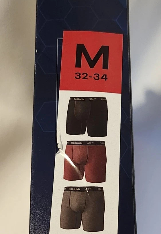 Reebok Boxer Briefs Men Medium 4 Pk Assorted Color Performance Moisture Stretch