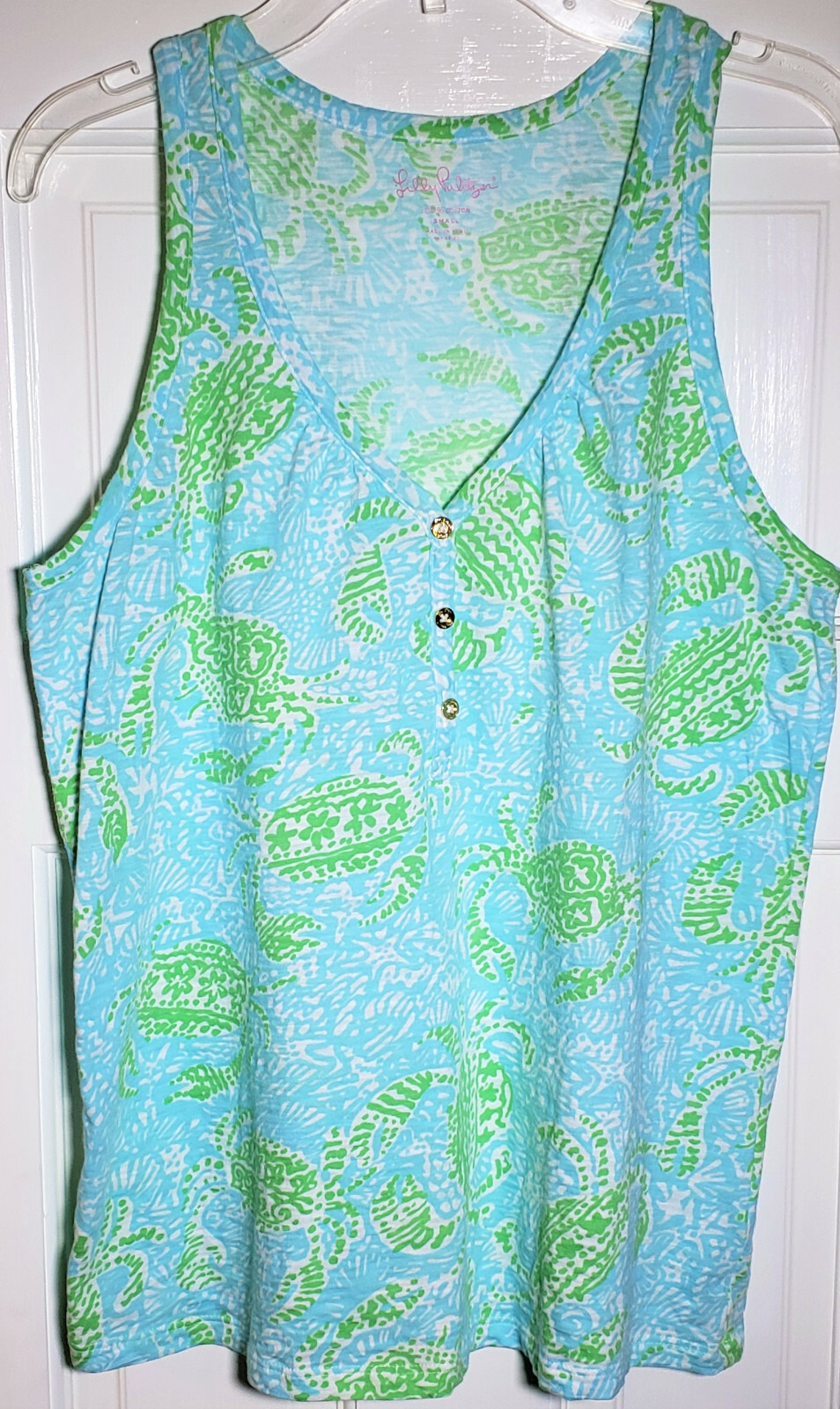Lilly Pulitzer Size Small Hartley Tank Top Get Crackin Multi Color Blue Green