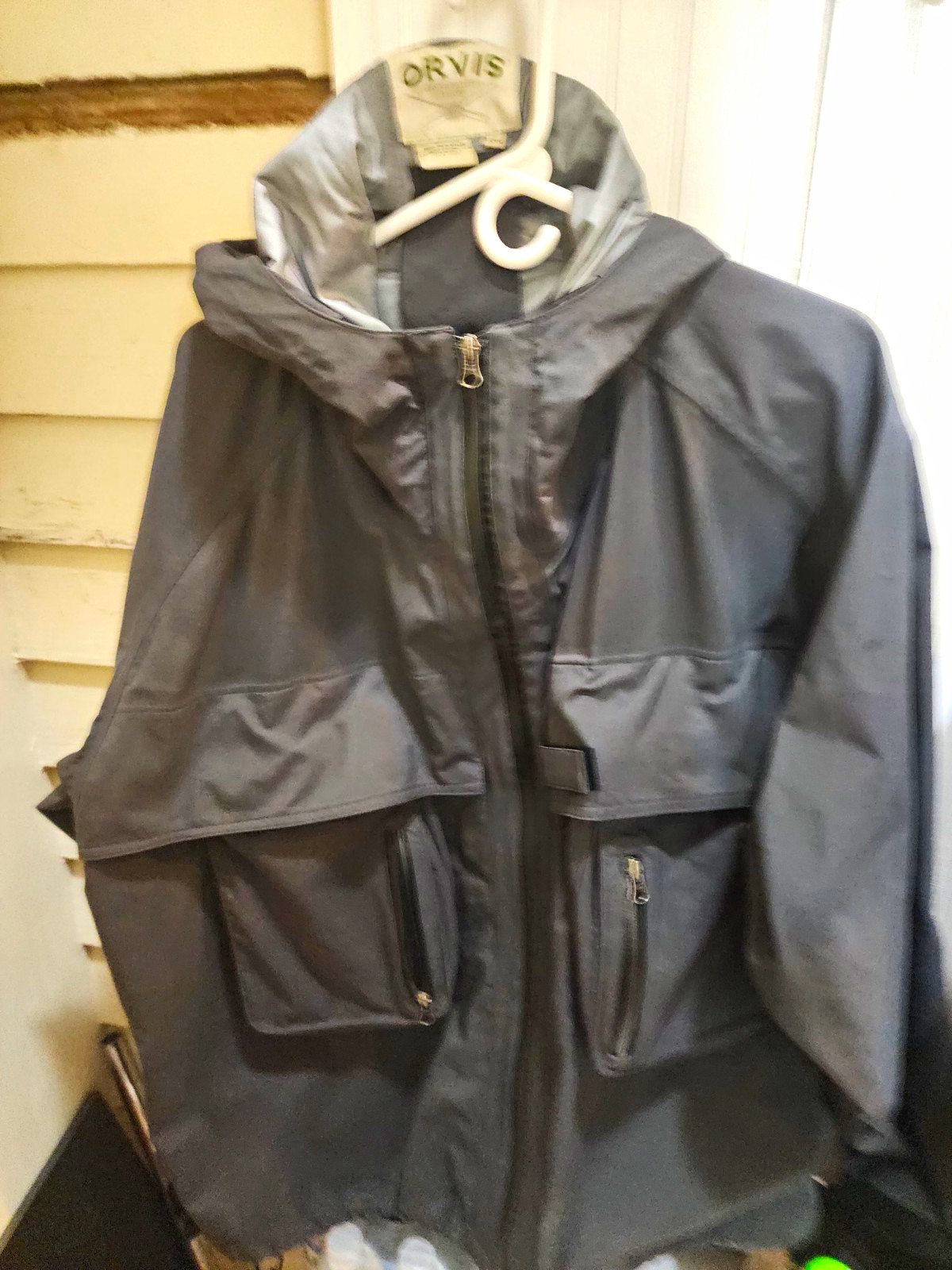 Orvis Men’s Gray Hooded Full Zip Wading Jacket, Size 3XL, Waist-Length