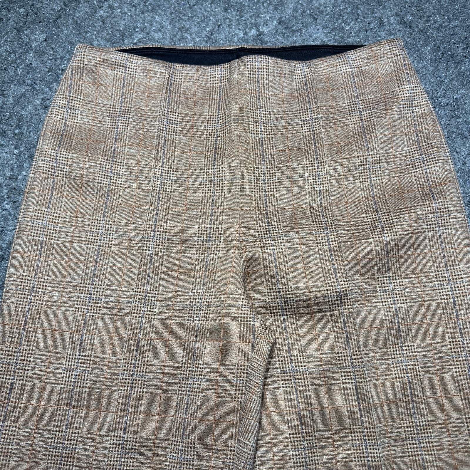 Lysse Plaid Casual Elastic Waist Stretch Pull On Straight Leg Women Sz M