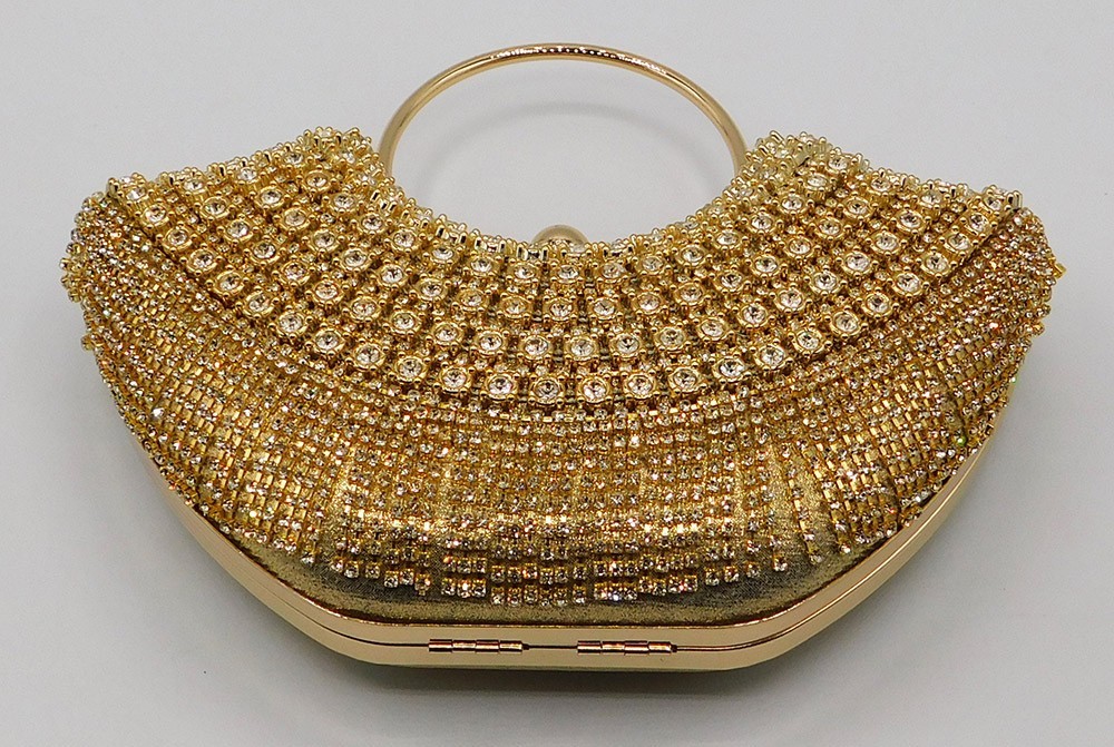 New Rhinestone Evening Handbag Handle Tassel Wedding Party Clutch Purse Gold5280