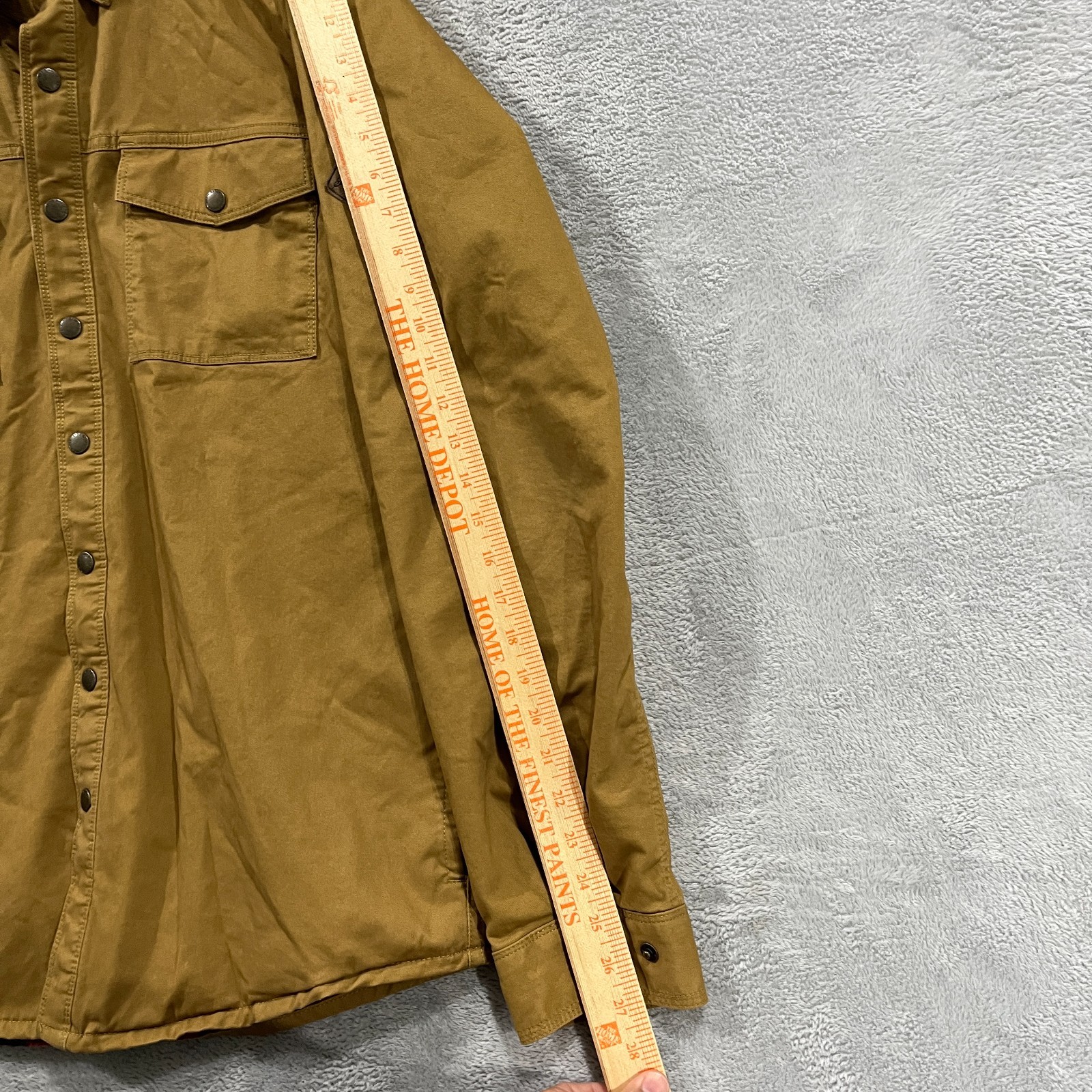 Eddie Bauer Jacket Mens Tall Large Tan Fleece Lined Shirt Shacket Snap Western