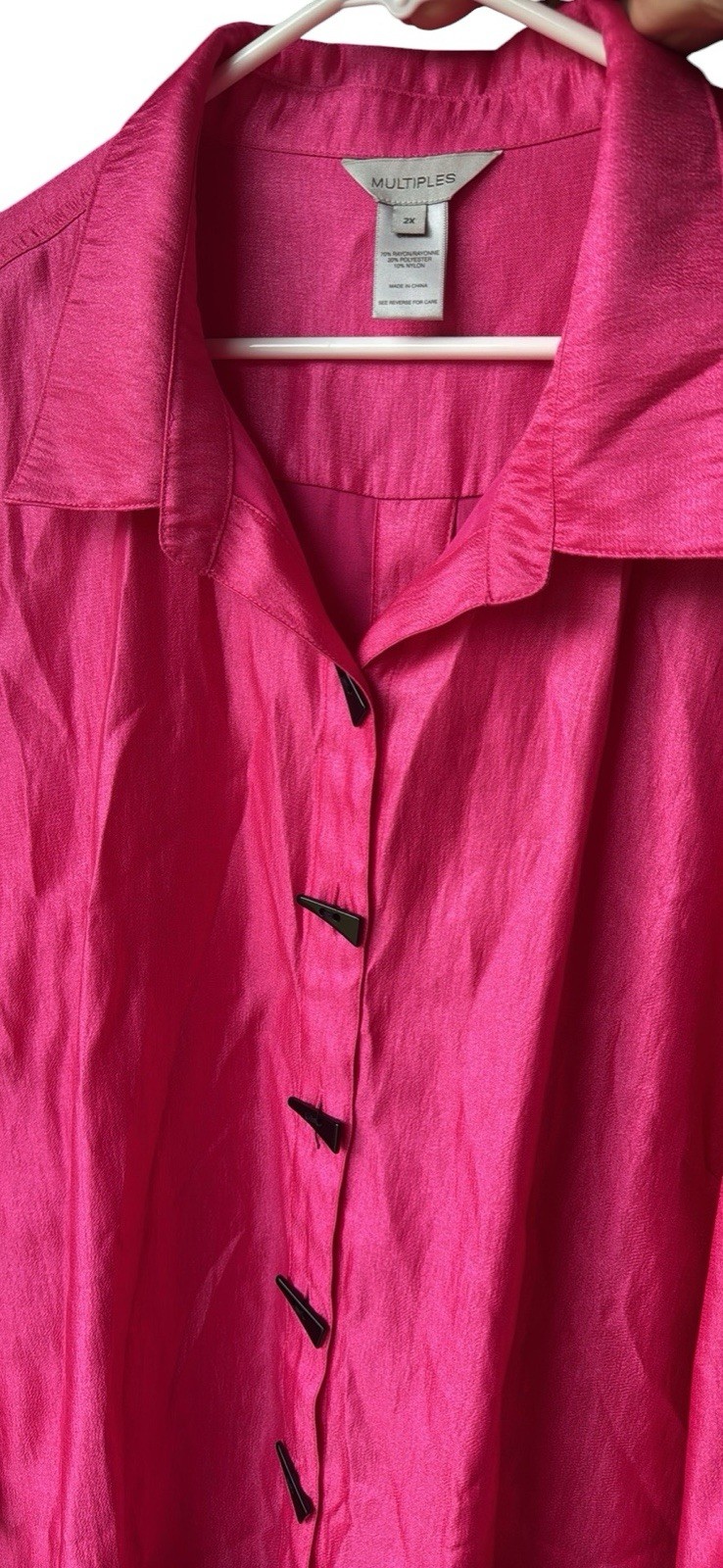 EUC Multiples Brand Plus Women’s Shackedt Jacket Shirt 2x Pink Fuschia Toggle