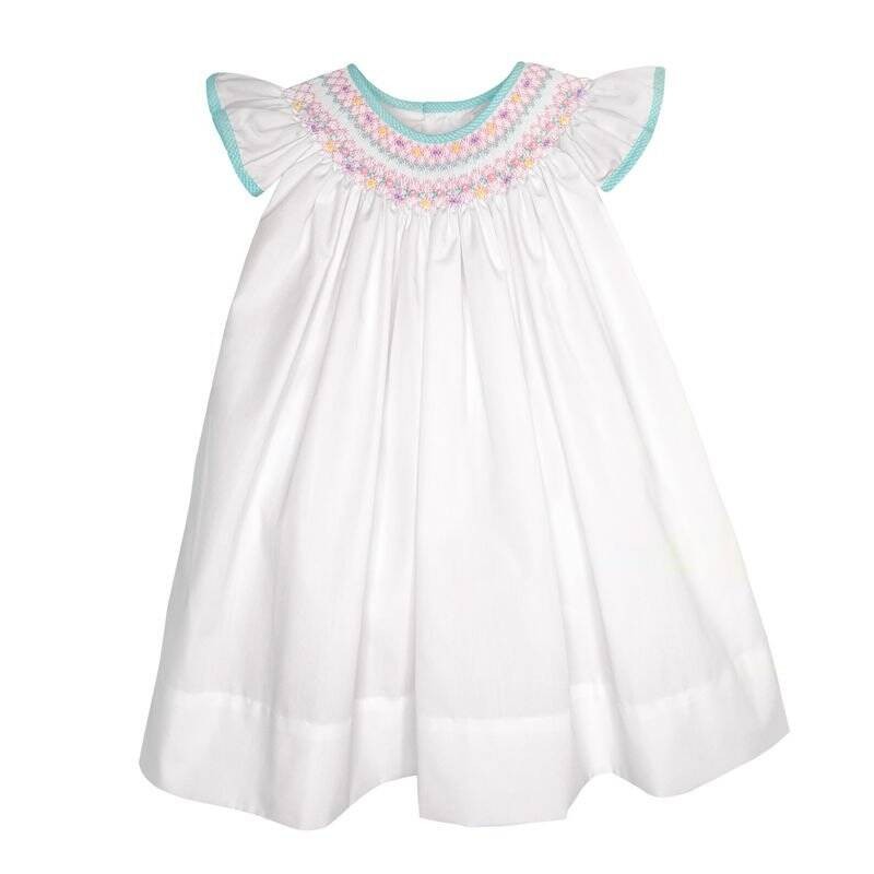 Petit Ami White Pink Bishop Smocked Angel Wing Dress Set 12 18 24 Months