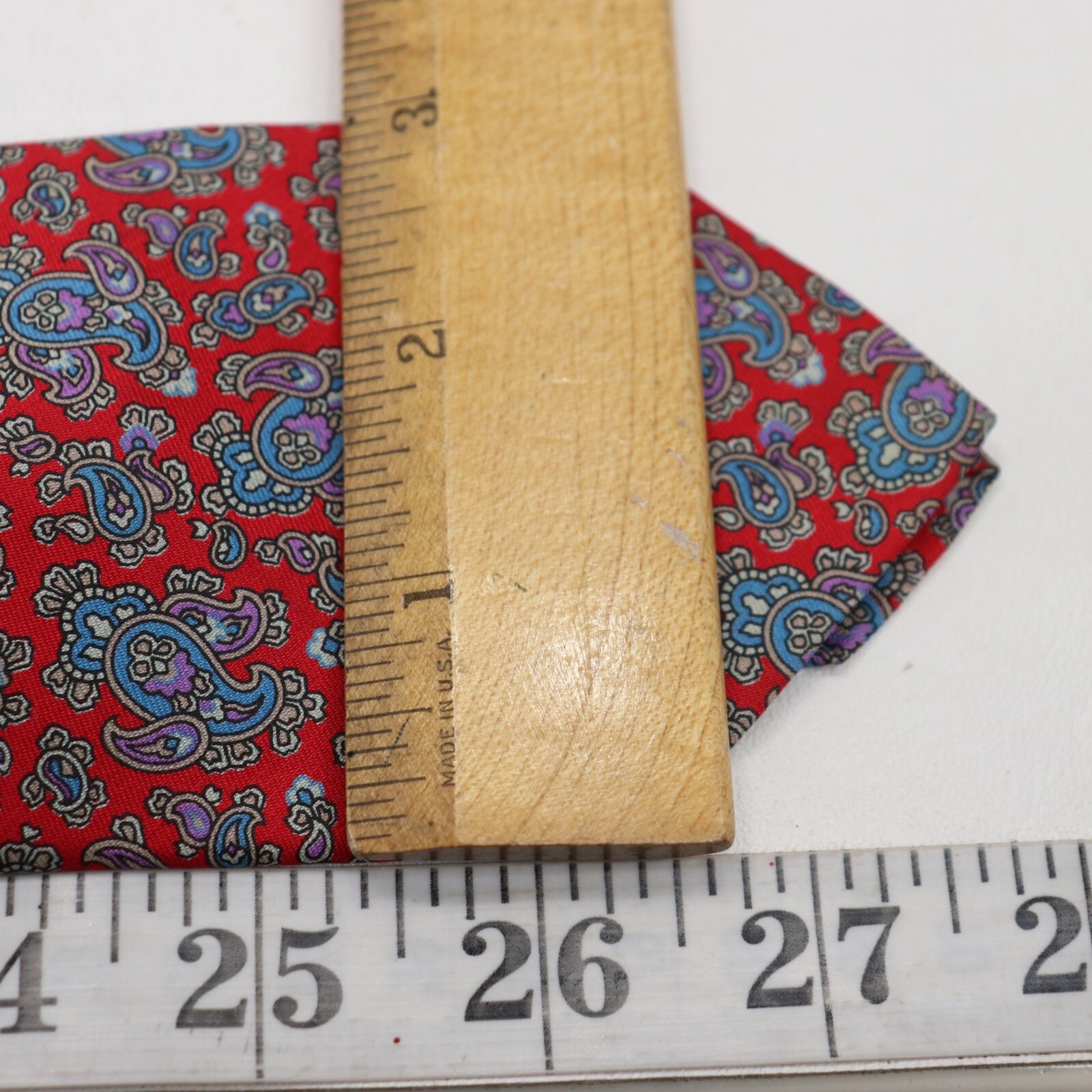 Vintage Evan Piccone Tie Mens 56 in Silk Red Blue Purple Paisley Floral Wide