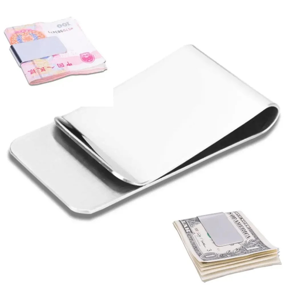 Stainless Steel Money Clip Silver Metal Pocket Holder Wallet Credit Card Holder