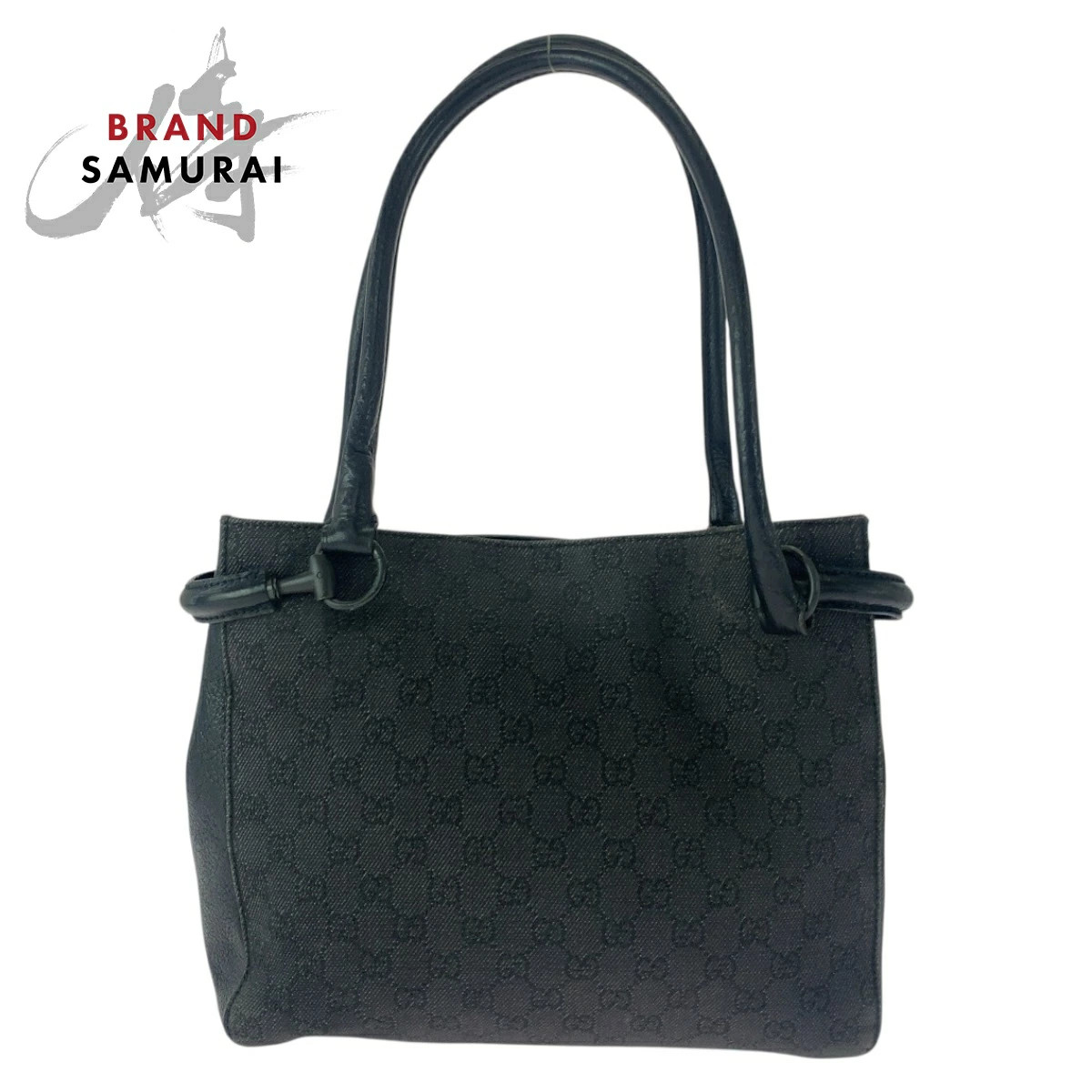 GUCCI GG Canvas Tote Bag Black Shoulder Bag 11.6in x 10.4in x 3in