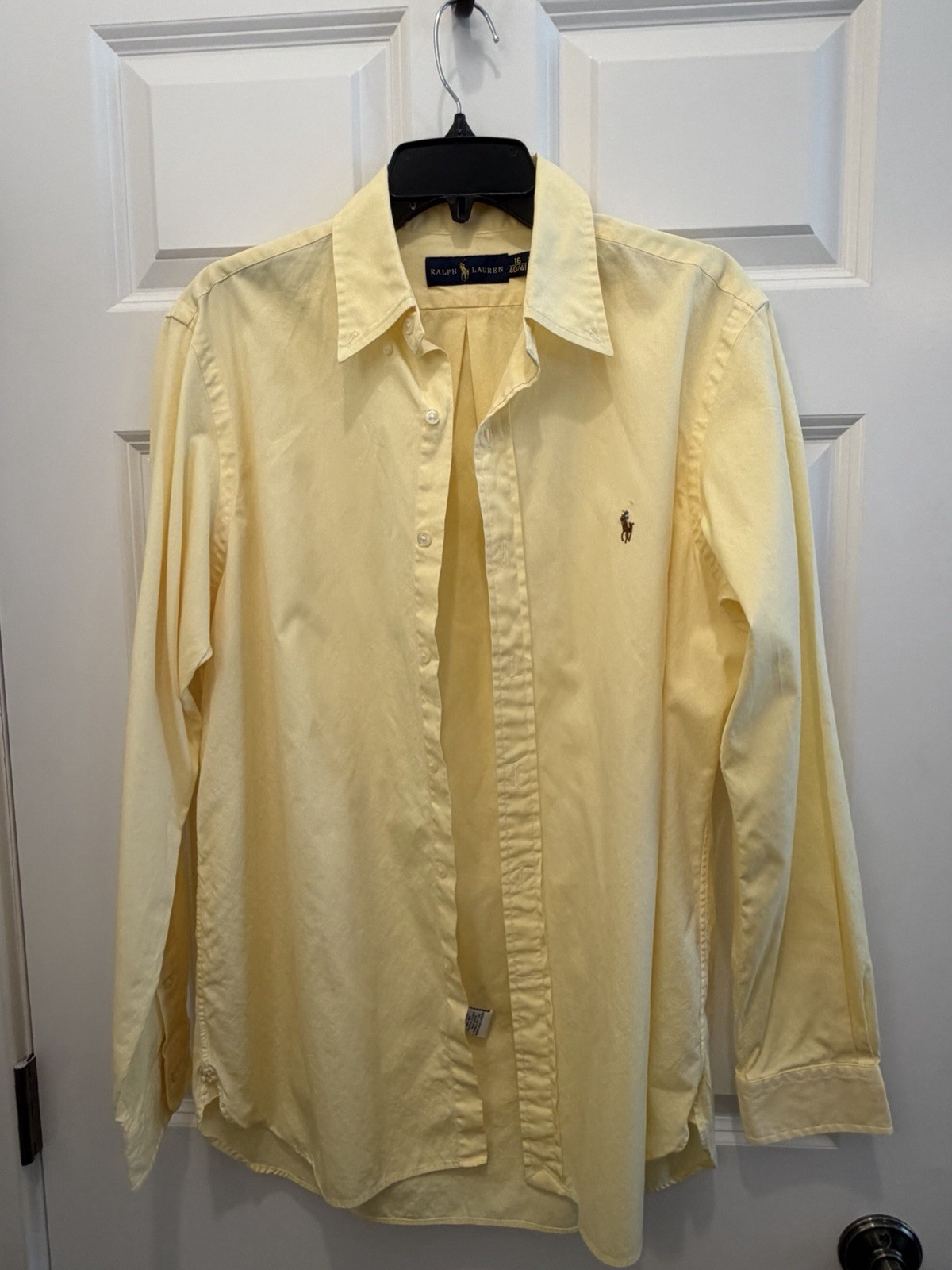 Ralph Lauren Mens Yellow Oxford Button Down Shirt Size 16 40/41