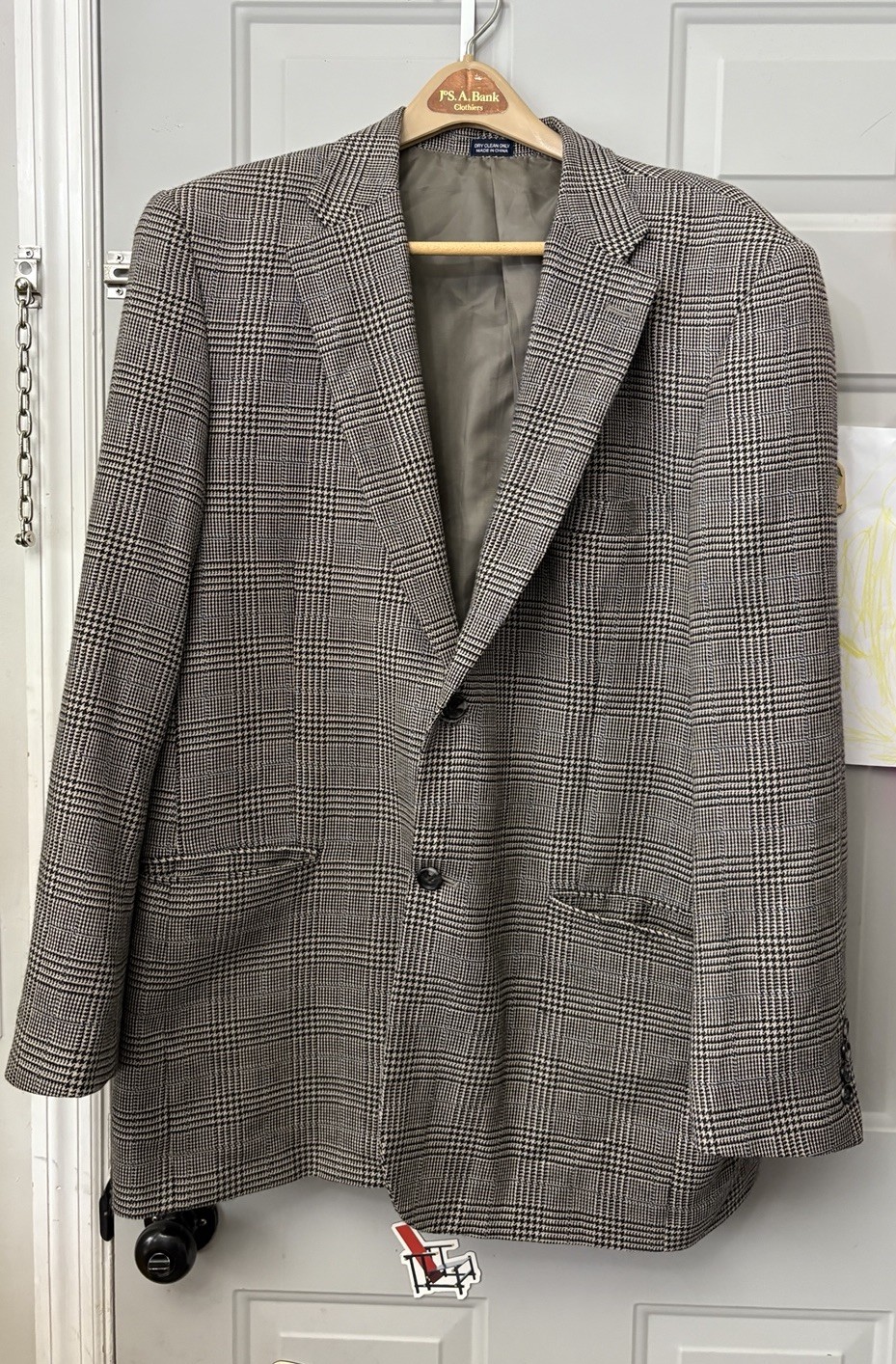 Meeting Street Men’s Wool Cashmere Blend Vintage Houndstooth Black White Coat