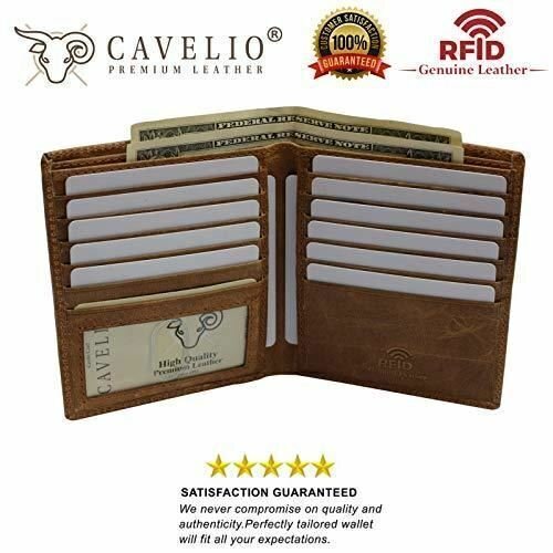 RFID Blocking Mens Leather Slim Bi-Fold Big Hipster European Wallet USA Series G