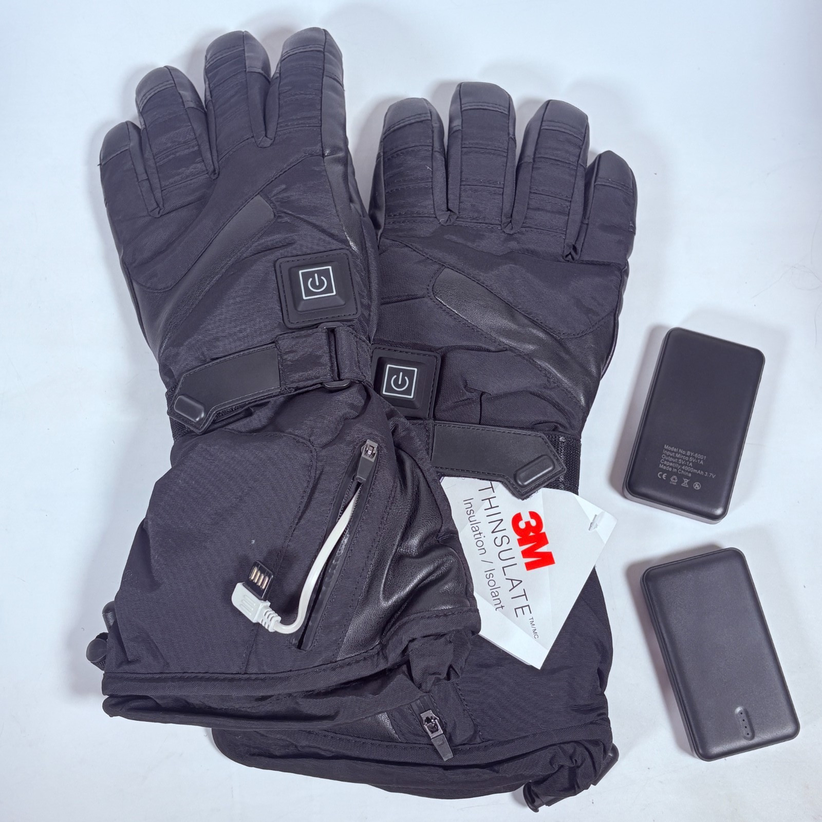 Heated Gloves Touch Screen 3M Thinsulate Waterproof Insulated 4000mAh Battery x2
