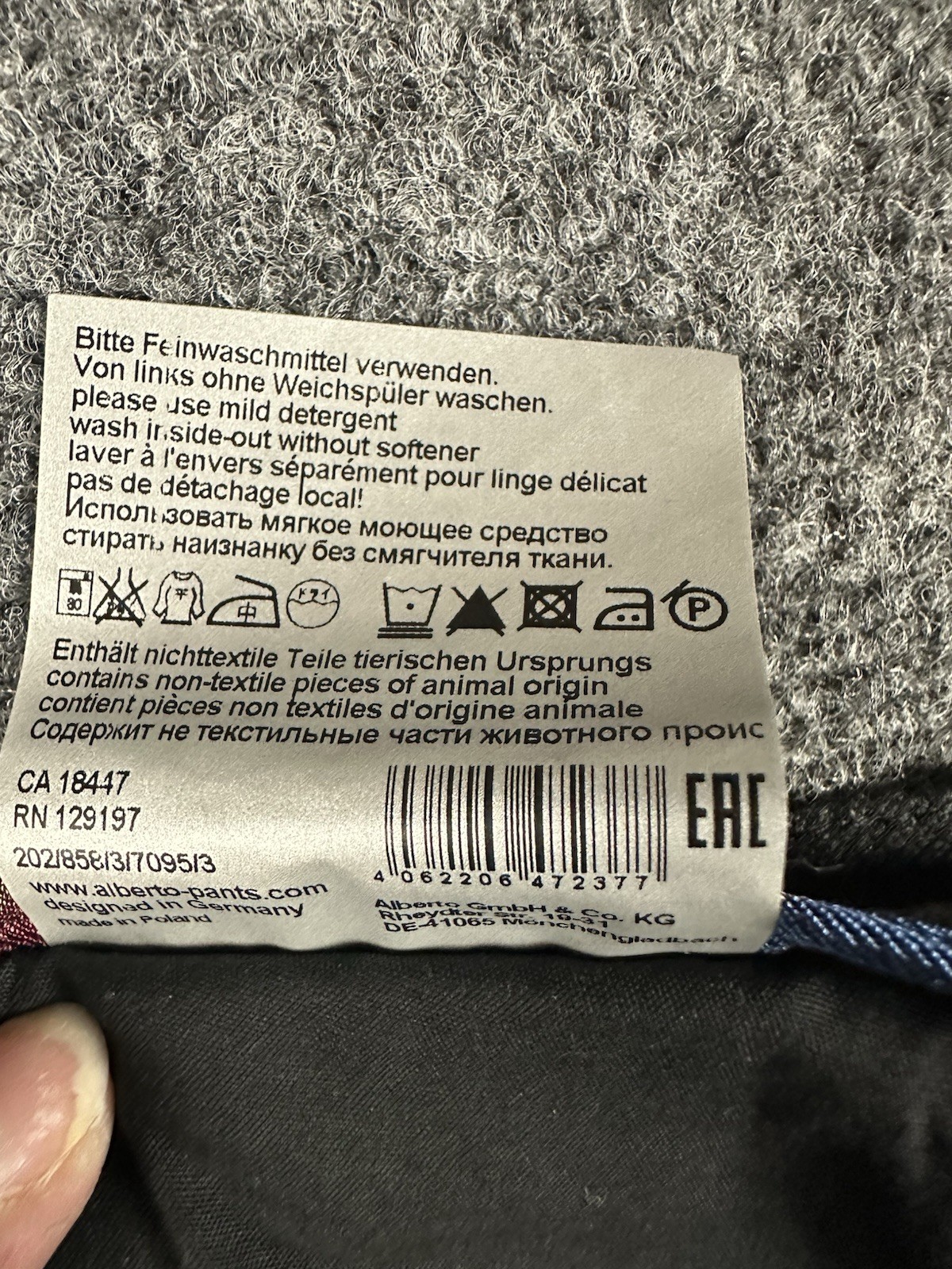ALBERTO Ceramica Stone Peacock Modern Fit Dress Pants in Stone Size W 40 L 34
