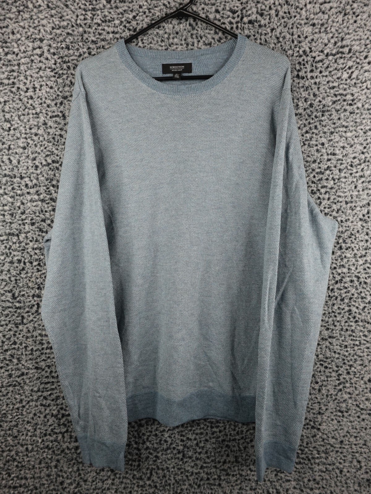 Nordstrom Mens Shop Bird’s Eye Rayon Wool Blend Blue Knit Sweater Size XL