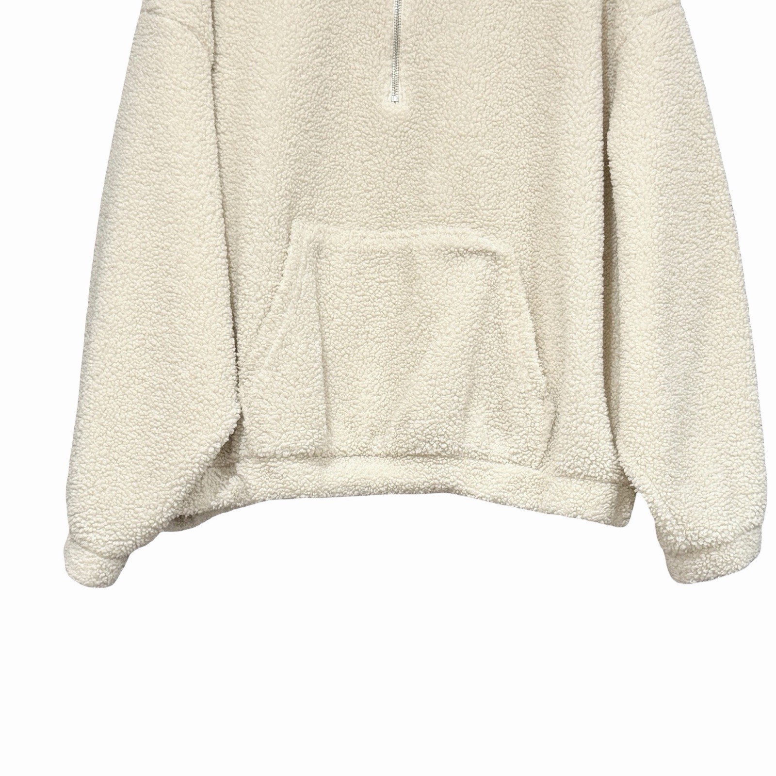 H&M Divided Teddy Fleece Quarter Zip Pullover Gorpcore Neutral Size XL Borg
