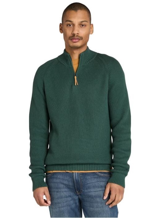 TIMBERLAND 1/4 Zip Jumper in Green M Medium (fm259-11)
