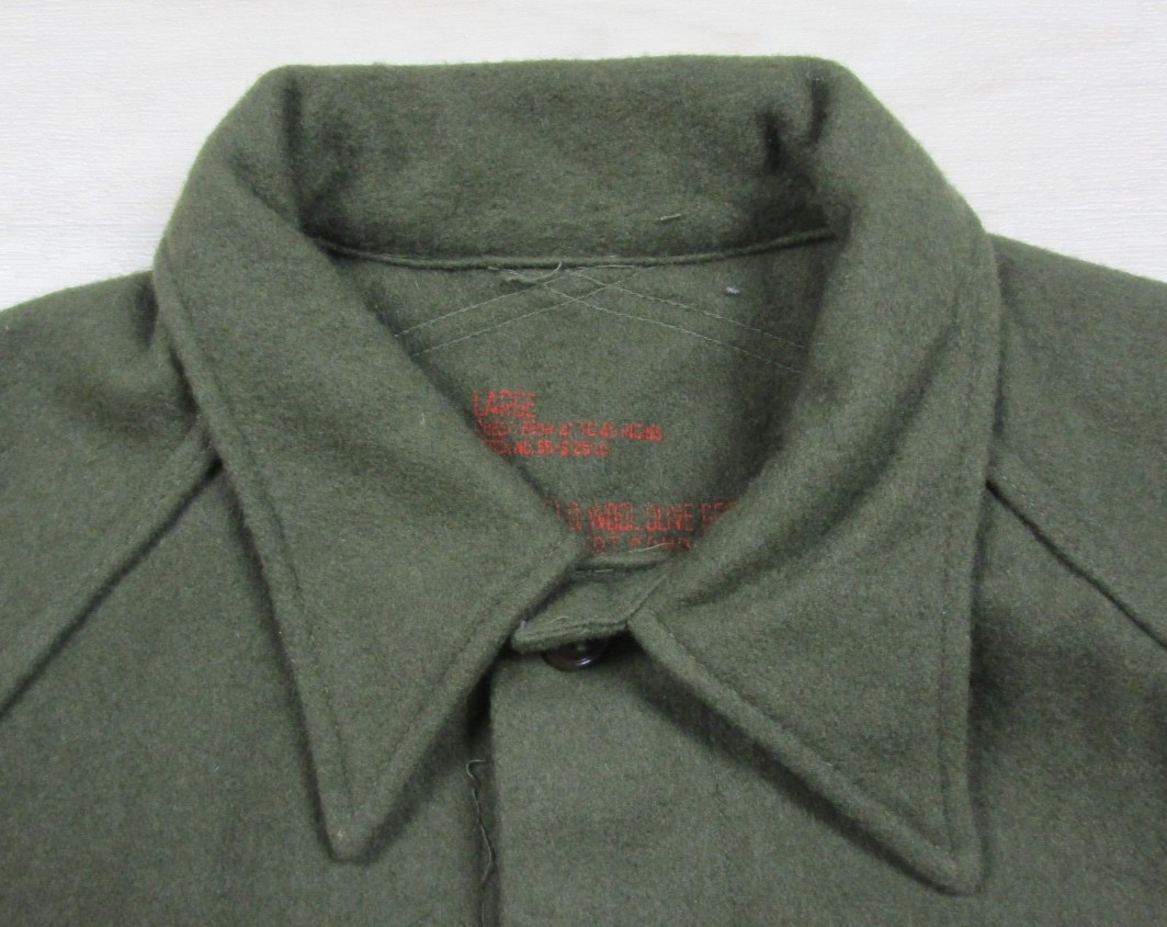 Vintage 50s US Army OG-108 Wool Cold Weather Field Shirt (L) Korean War 1952
