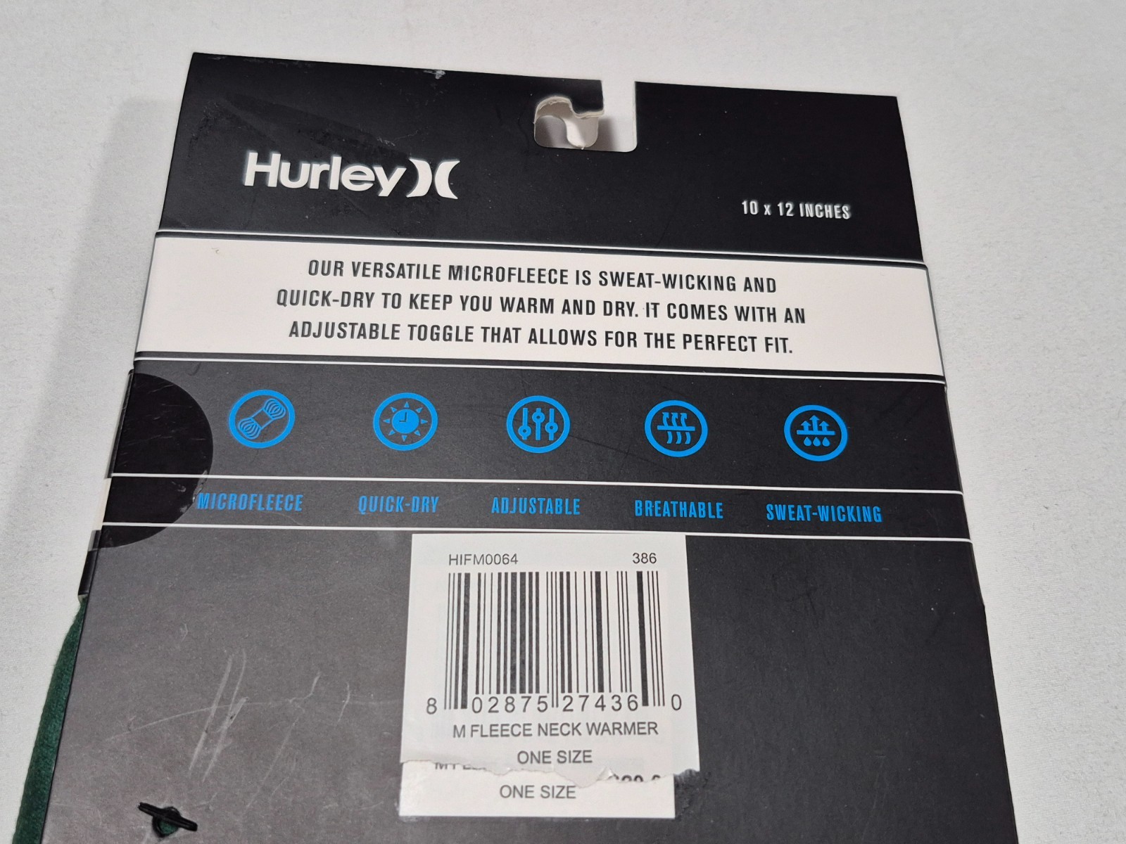Hurley Multi-Functional Seamless Wear Gaiter Face Neck Warmer One Size Microflec
