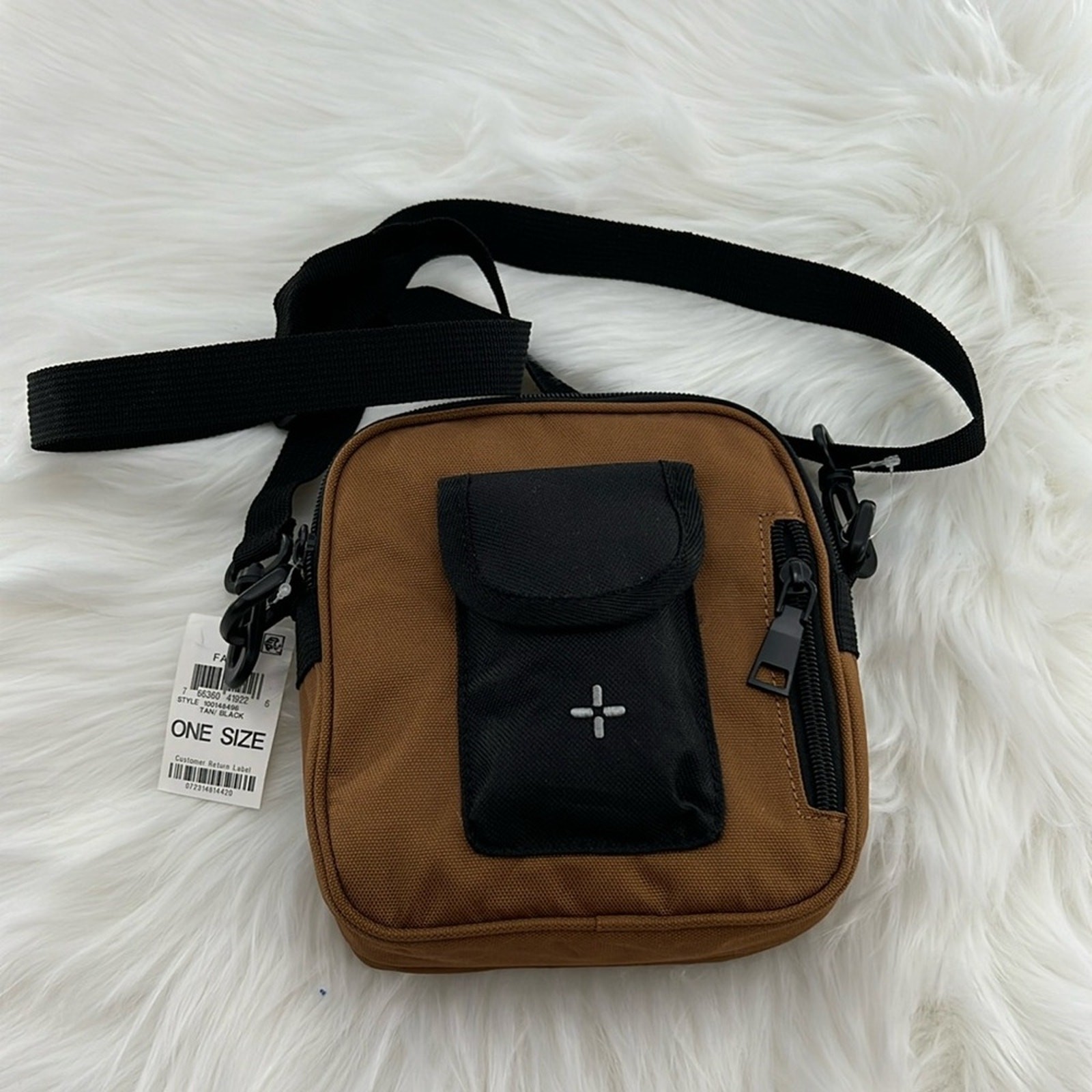 Sun + Stone Men’s Crossbody Bag – Tan/Black – One Size – New with tags