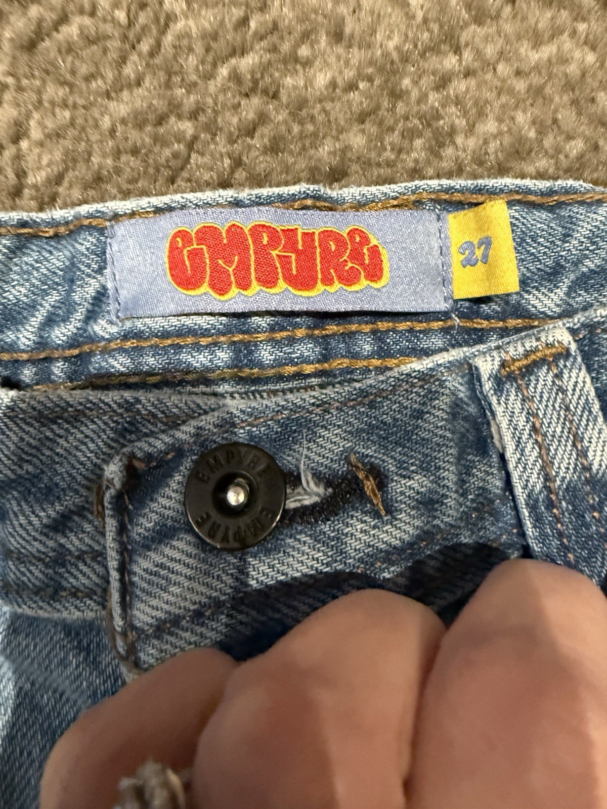 Empyre Jeans Blue Light Wash Straight Leg Denim Mid Rise 90s Grunge Hip Hop (80)