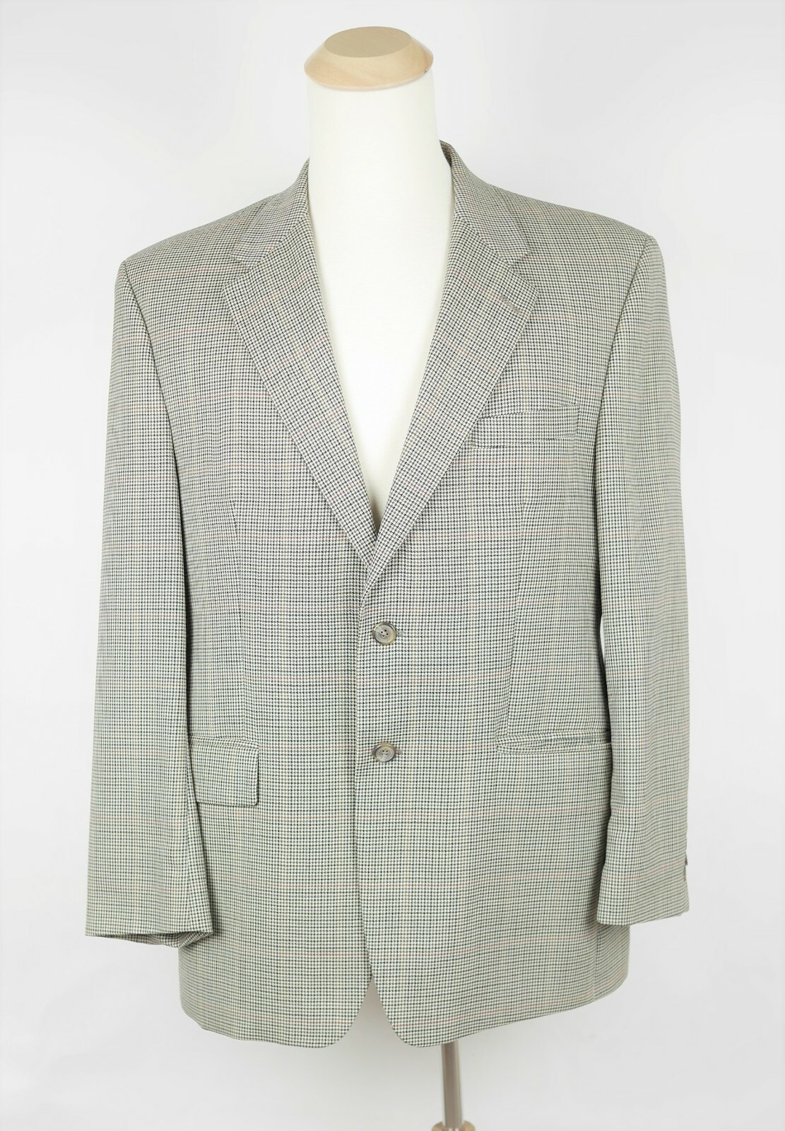 RALPH LAUREN Men’s 42 R – Black red & blue hounds tooth plaid wool blazer jacket