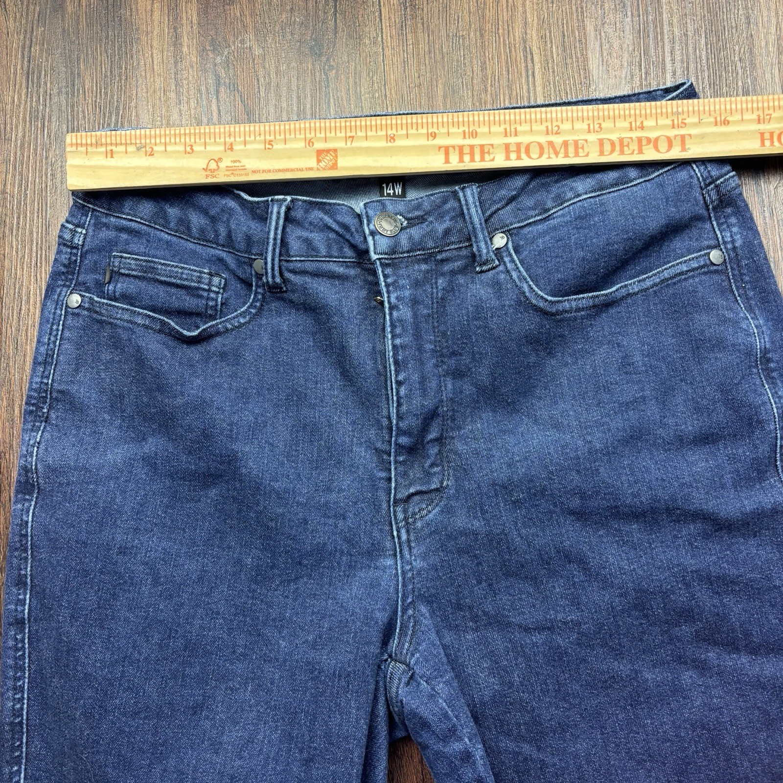 Judy Blue High Waist Control Top Straight Jeans Raw Hem Dark Wash Size 14W