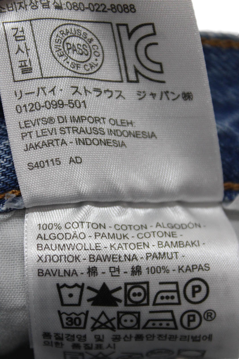 Levis Womens High Waist Straight Jeans Light Blue 100% Cotton Size 24