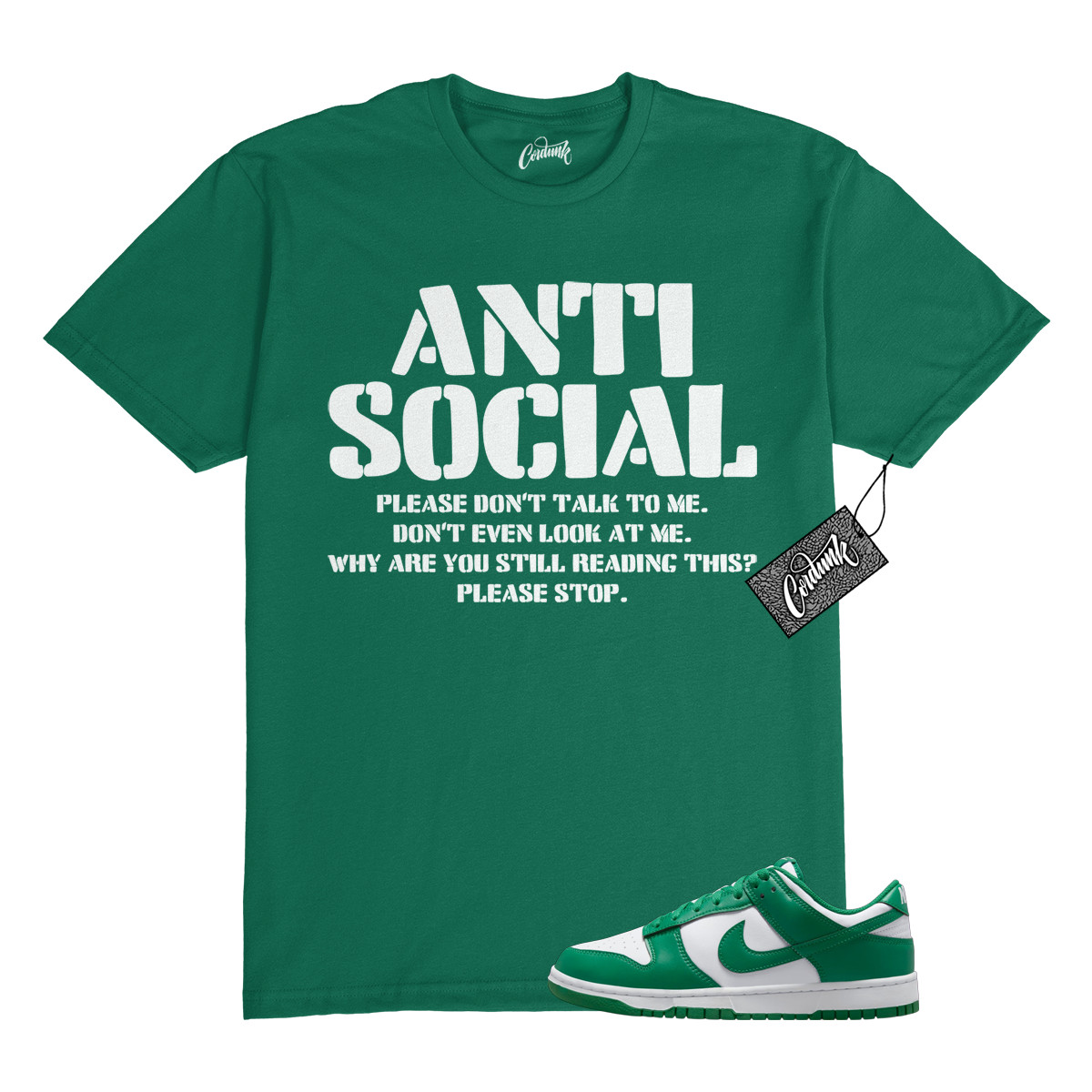 Dunk Malachite Green White Low T Shirt Match AS