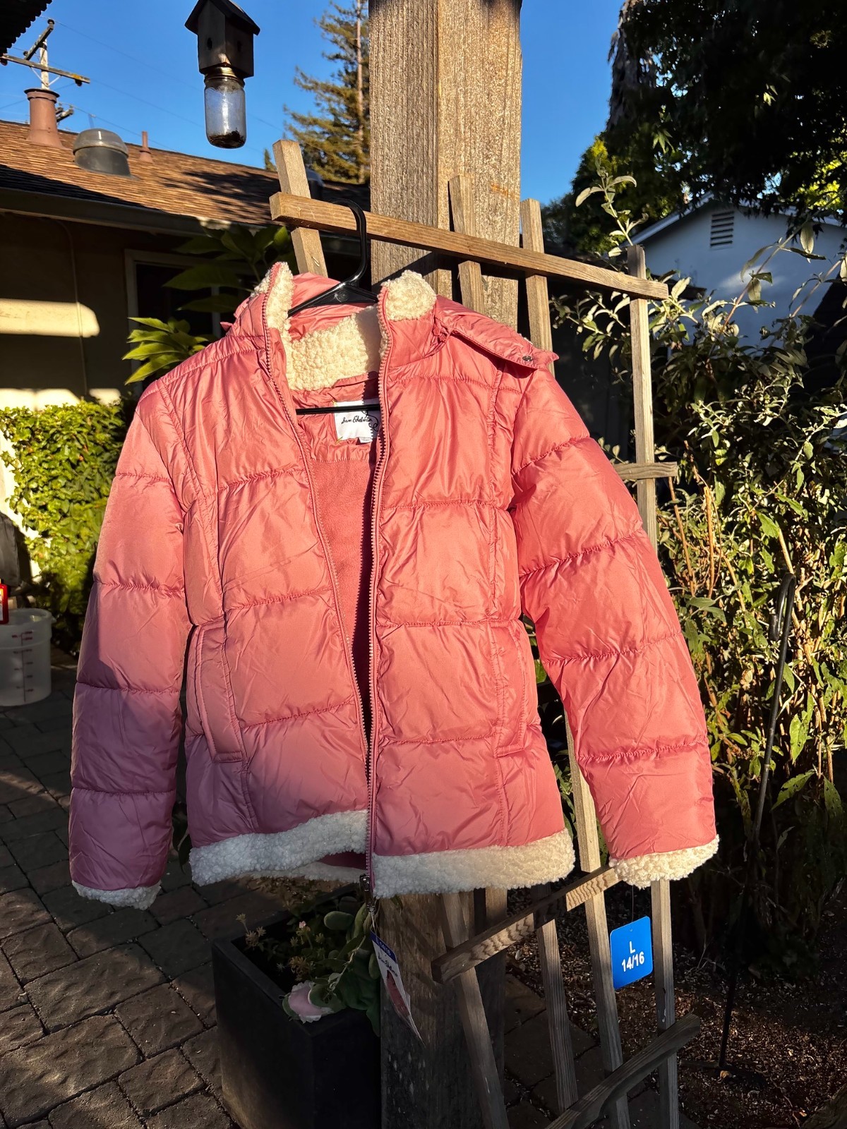 Sam Edelman girl’s puffer jacket sherpa trim LARGE 14/16 PINK