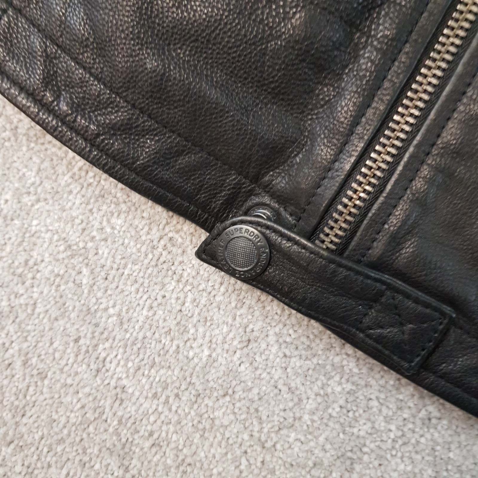 Superdry Jacket XL Black Leather Endurance Circuit Racer Motorcycle Cafe FITTED