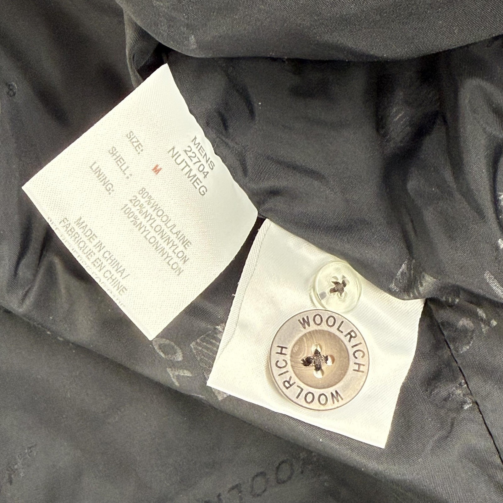 Woolrich Coat Mens Medium Brown Wool Overcoat Full Zip 22704 Nutmeg Lined Winter