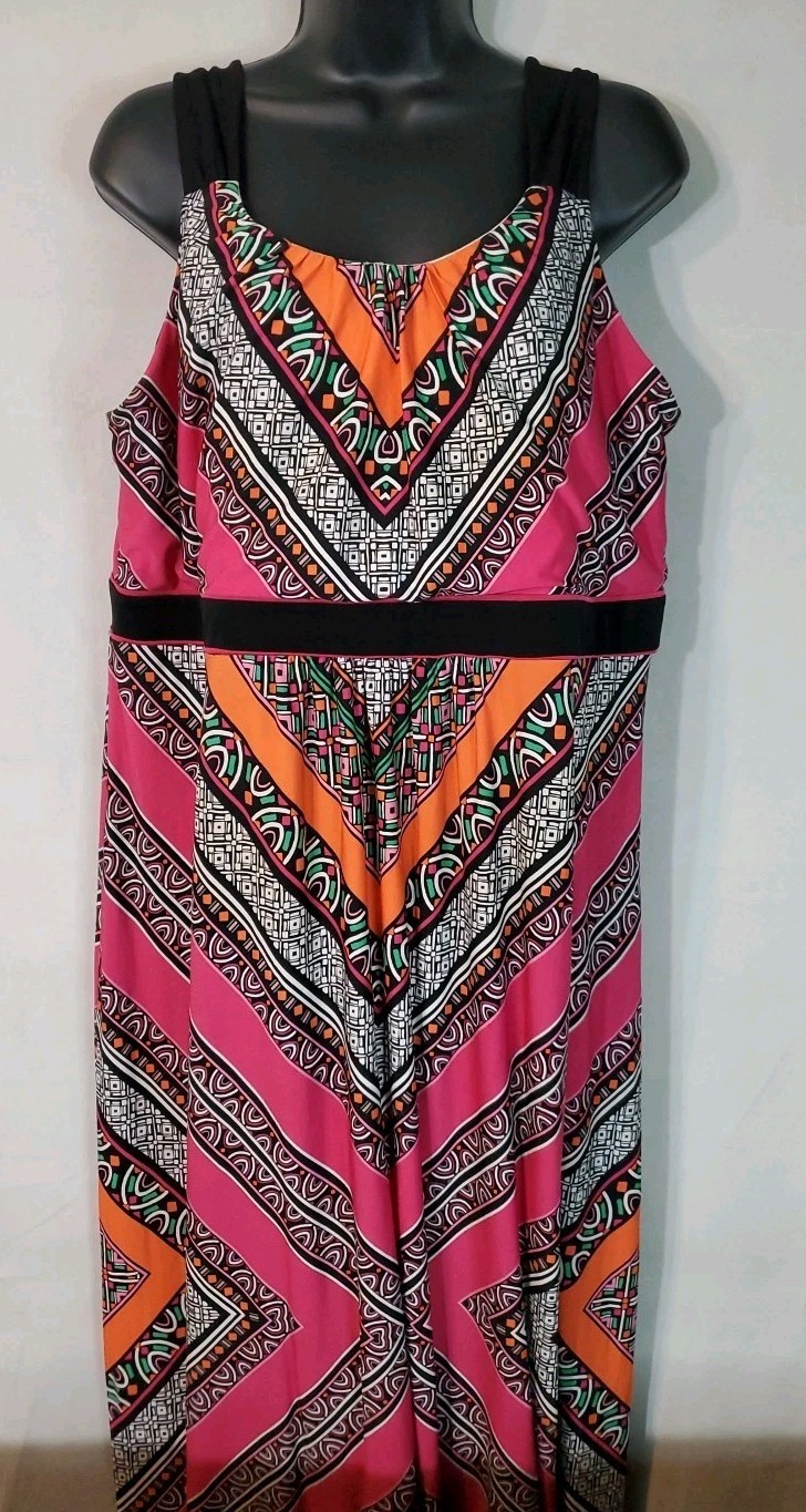 Catherines women dress size 14/16W sleeveless stretch tank maxi dress
