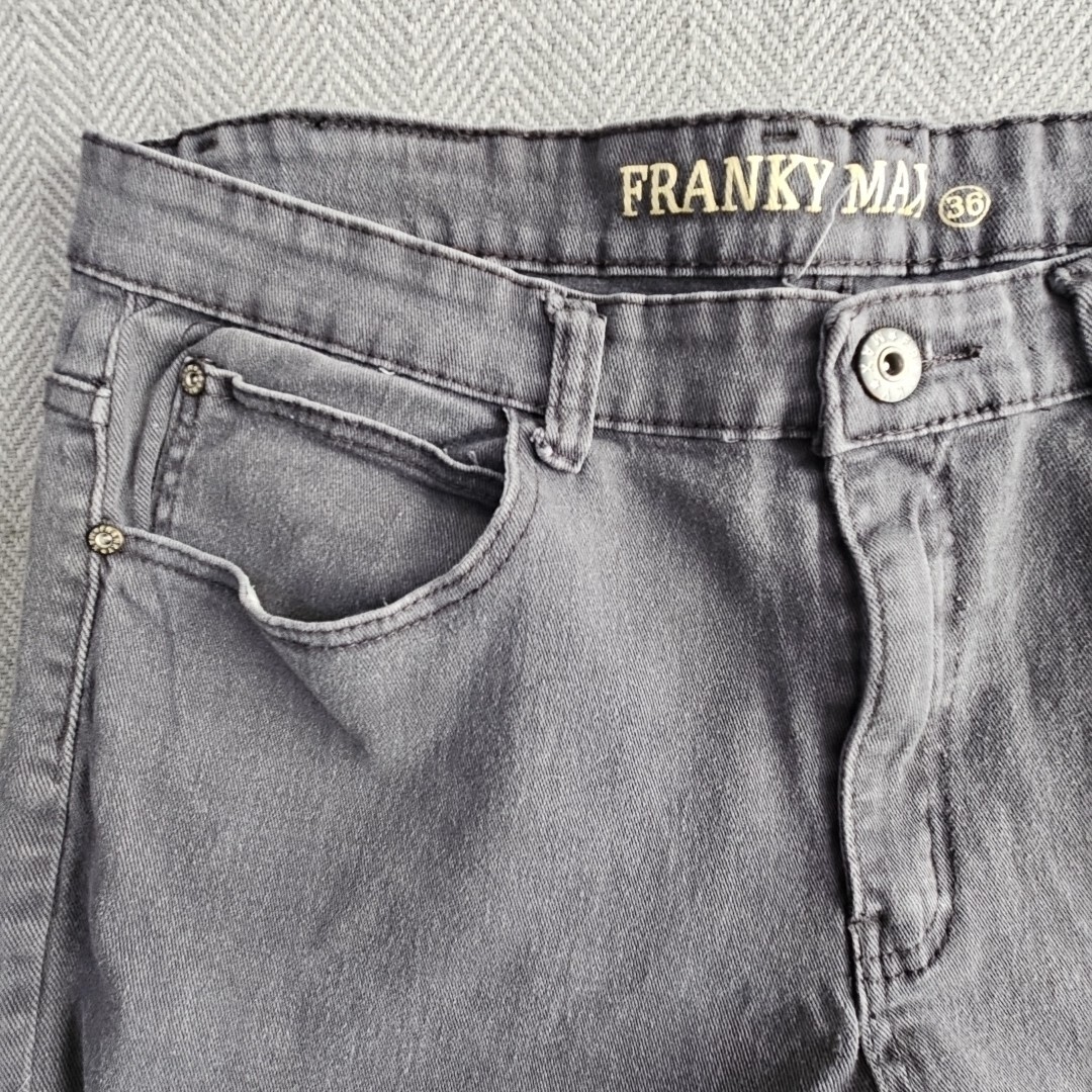 Franky Max Jeans Men’s W36 L30 Tapered Gray Wash Moto Biker Reinforcement Denim