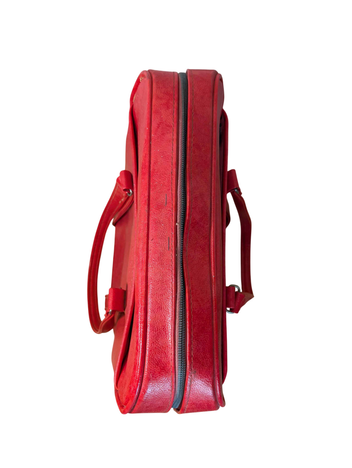 Vintage Samsonite Silhouette Red Vinyl Satchel 14.5in Boxy Tote Carry-on