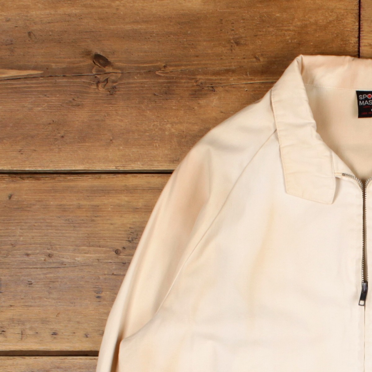 Vintage SPORTS MASTER Windbreaker Jacket L Mens USA Made 80s Beige Full Zip