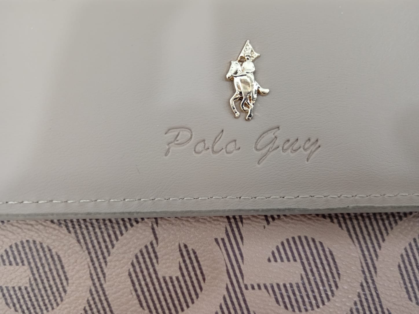 ​Polo Guy Women’s Wallet Beige Leather Fabric Organizer Clutch Purse 18×10.5x4cm