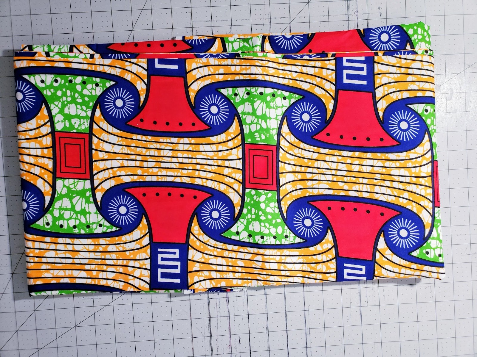 African Print Head Wrap Red Green Blue Ankara Style Scarf 70 x 22