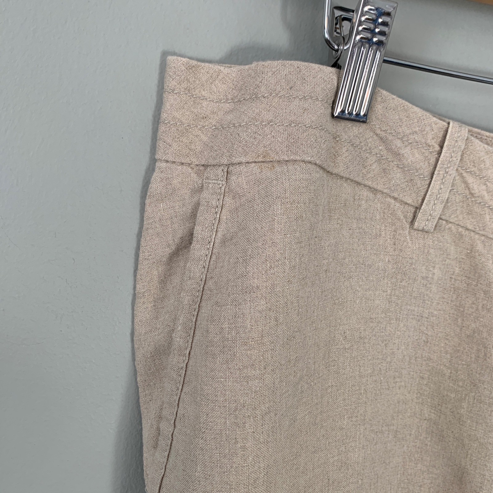 L.L. Bean Classic Fit 100% Linen Pants Beige Tan Womens 18 Reg