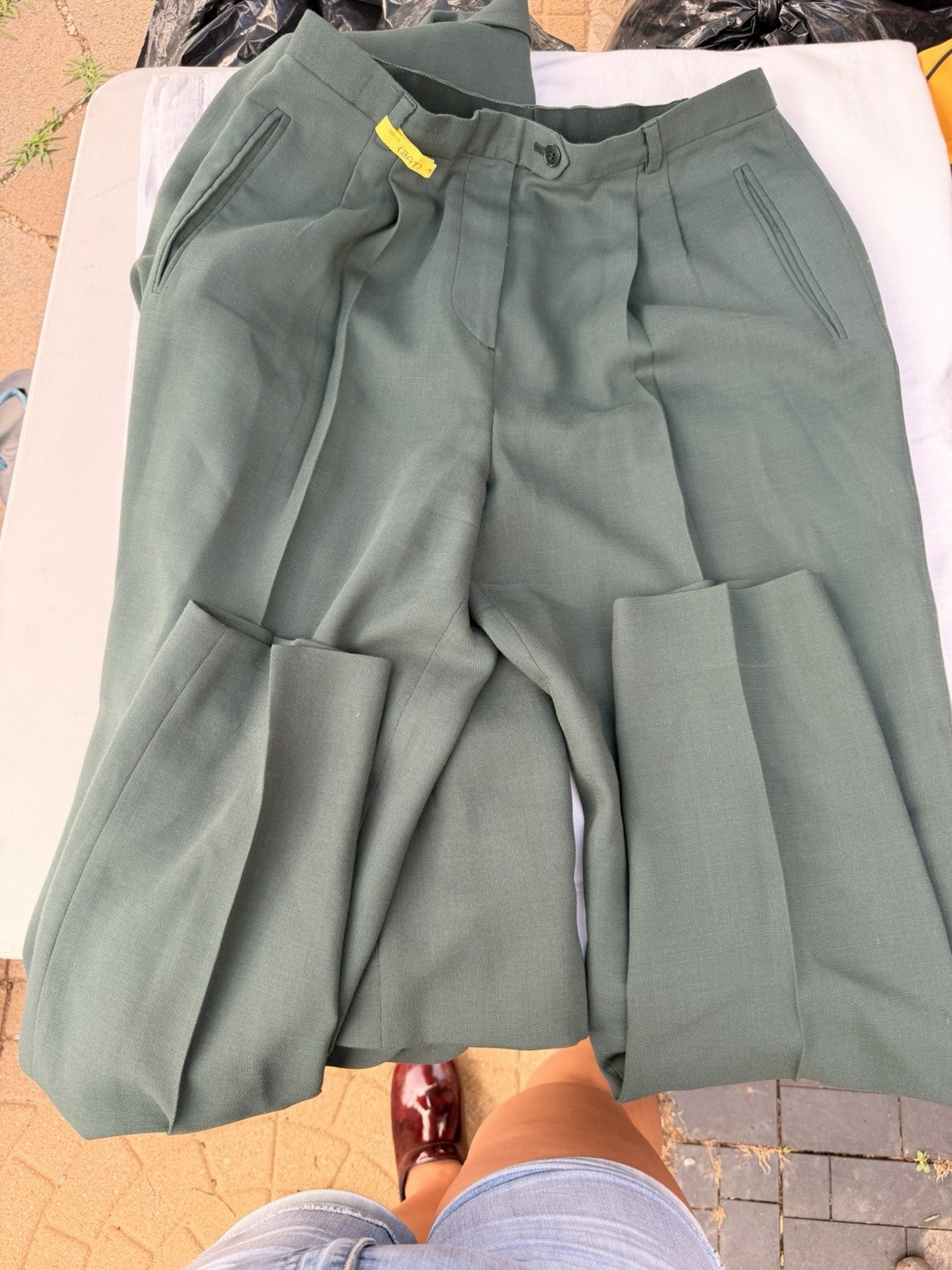 Giorgio Armani Le Collezioni Green Wool 2pc Pant Suit Lined Size 12