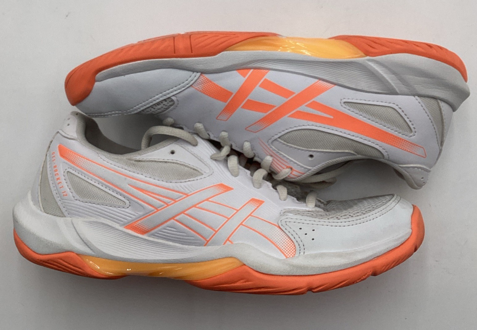 ASICS Women’s Gel-Rocket 12 Volleyball Shoes-White/Vivid Coral-Size: 8.5