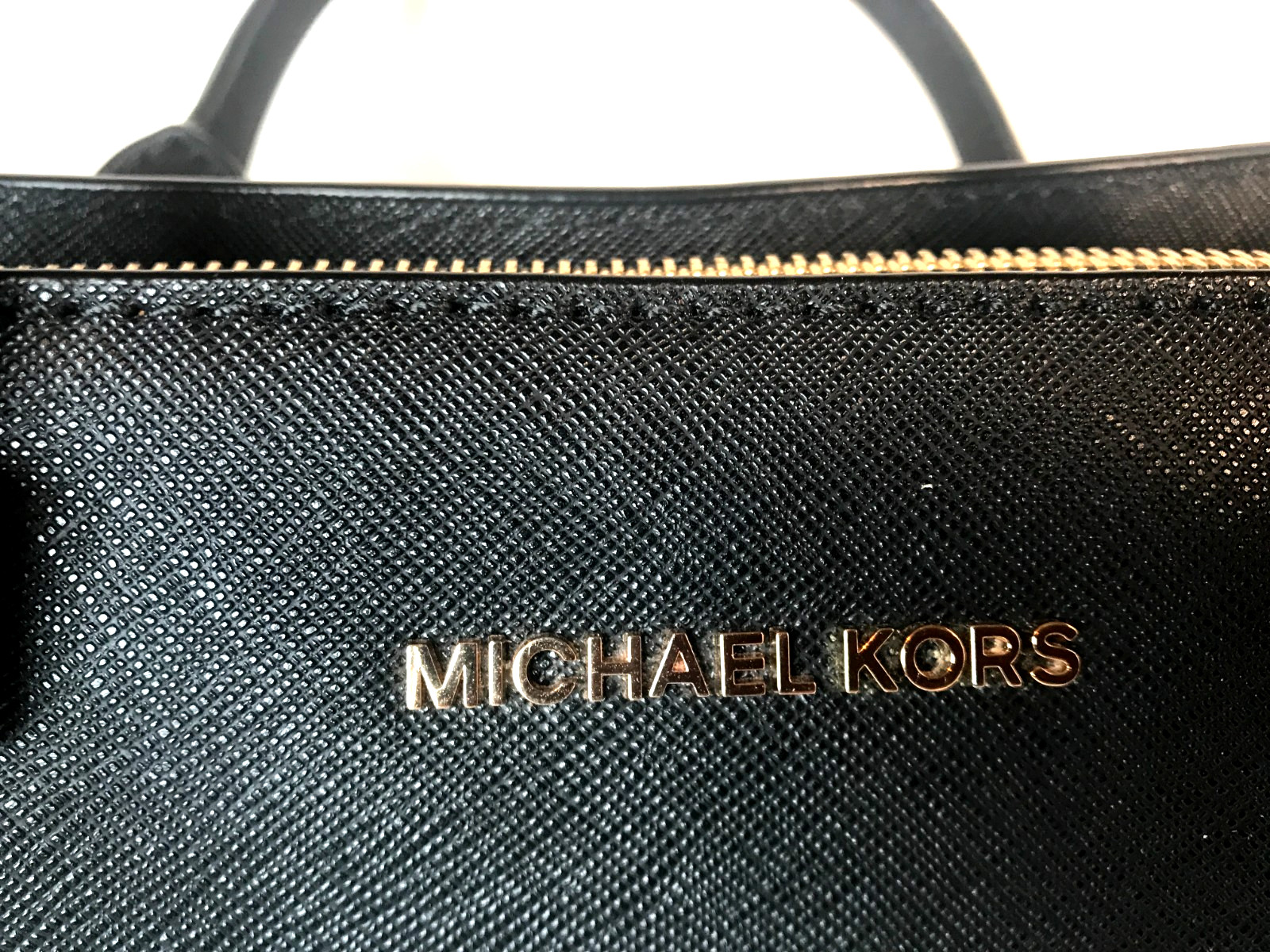 Michael Kors Savannah Large Saffiano Leather Satchel Black Crossbody Handbag