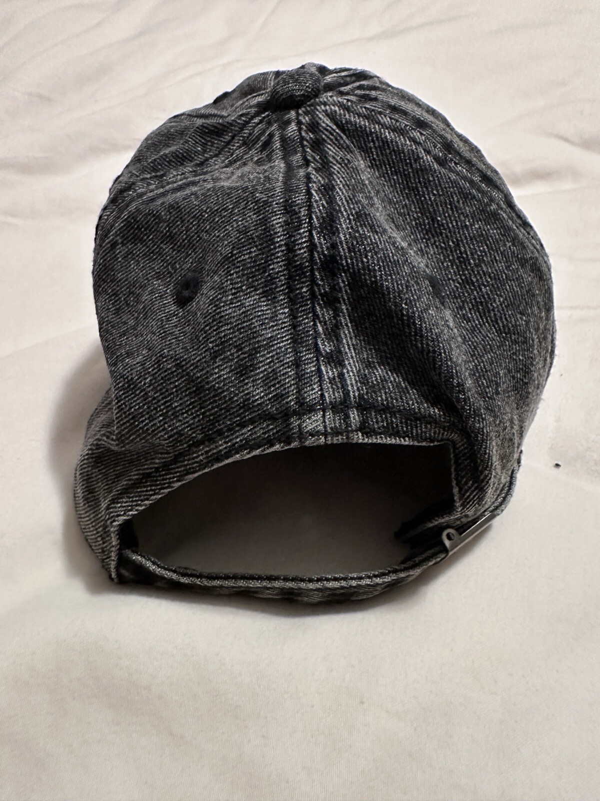 Black Denim Jean Cotton Polo Style Dad / Baseball Ball Cap Hat MN Leather Patch
