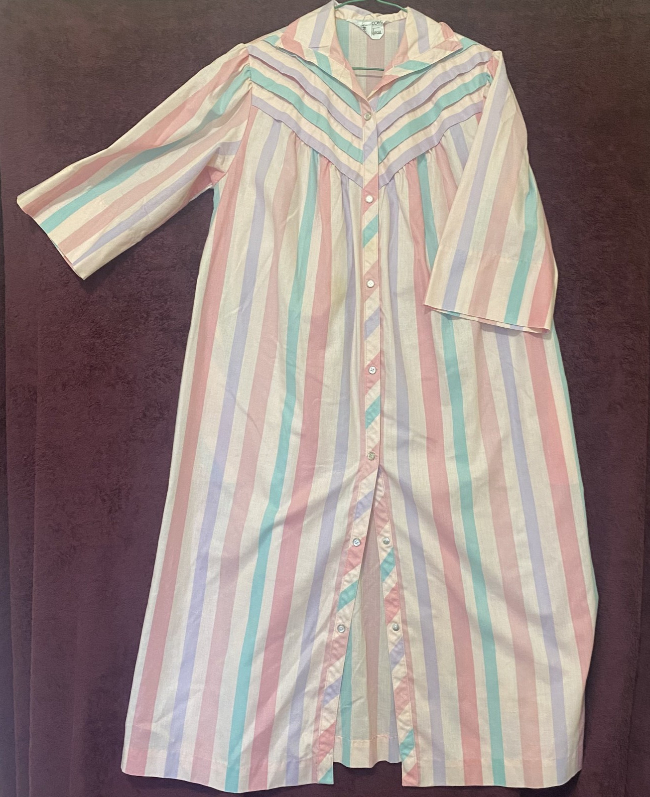 Vintage Models Coat by Neiman Marcus Nightgown Pastel Stripes