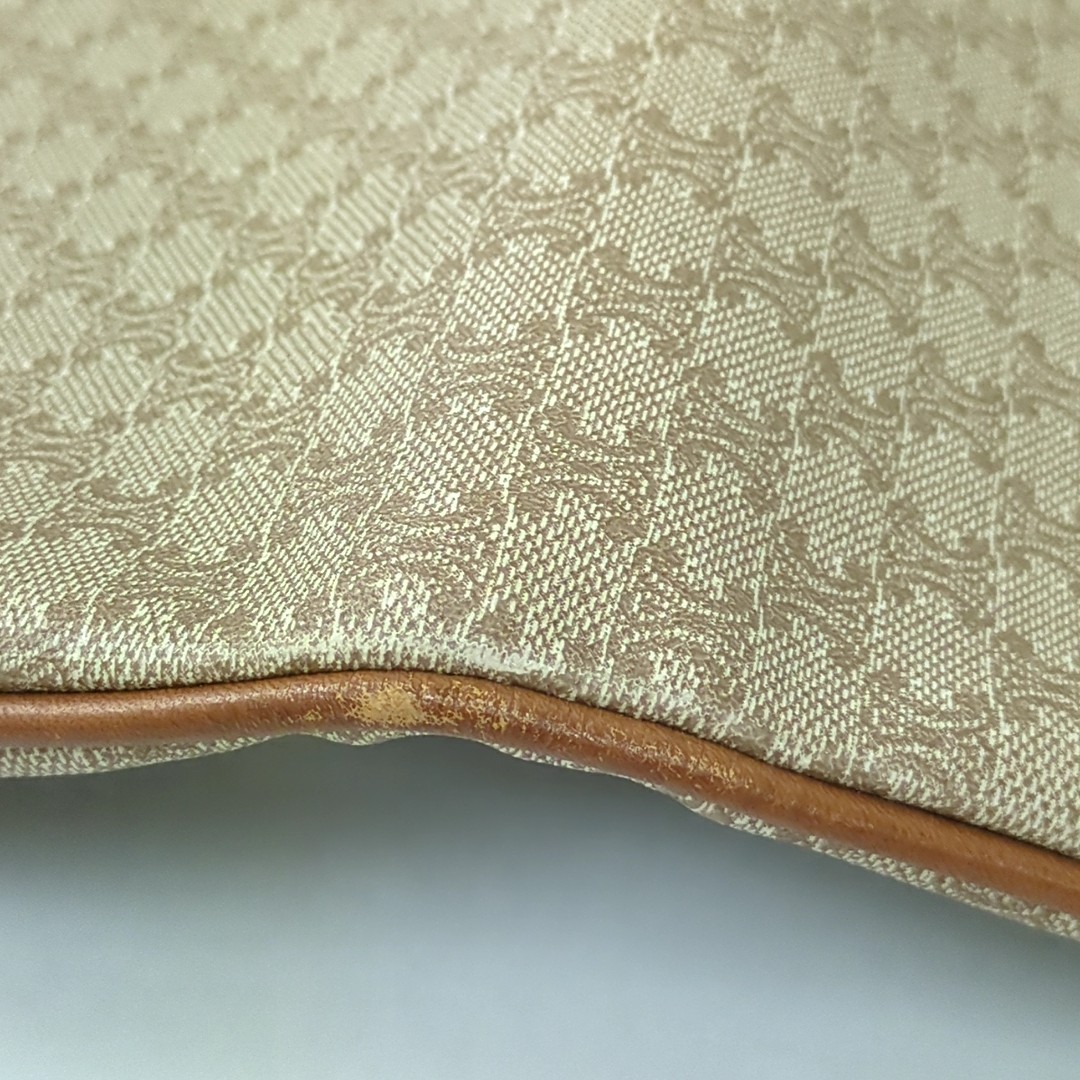 Authentic CELINE Macadam Clutch Bag PVC Leather Brown Vintage Macadam Handbag