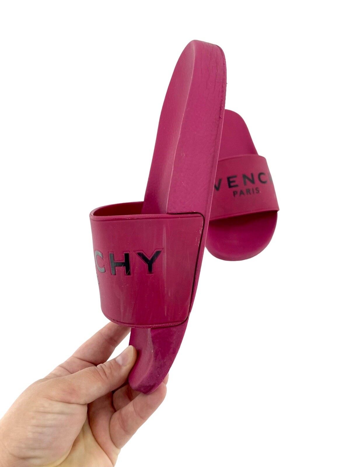 Givenchy Berry Red Slide Sandals Synthetic Rubber SZ 37 EU SH04