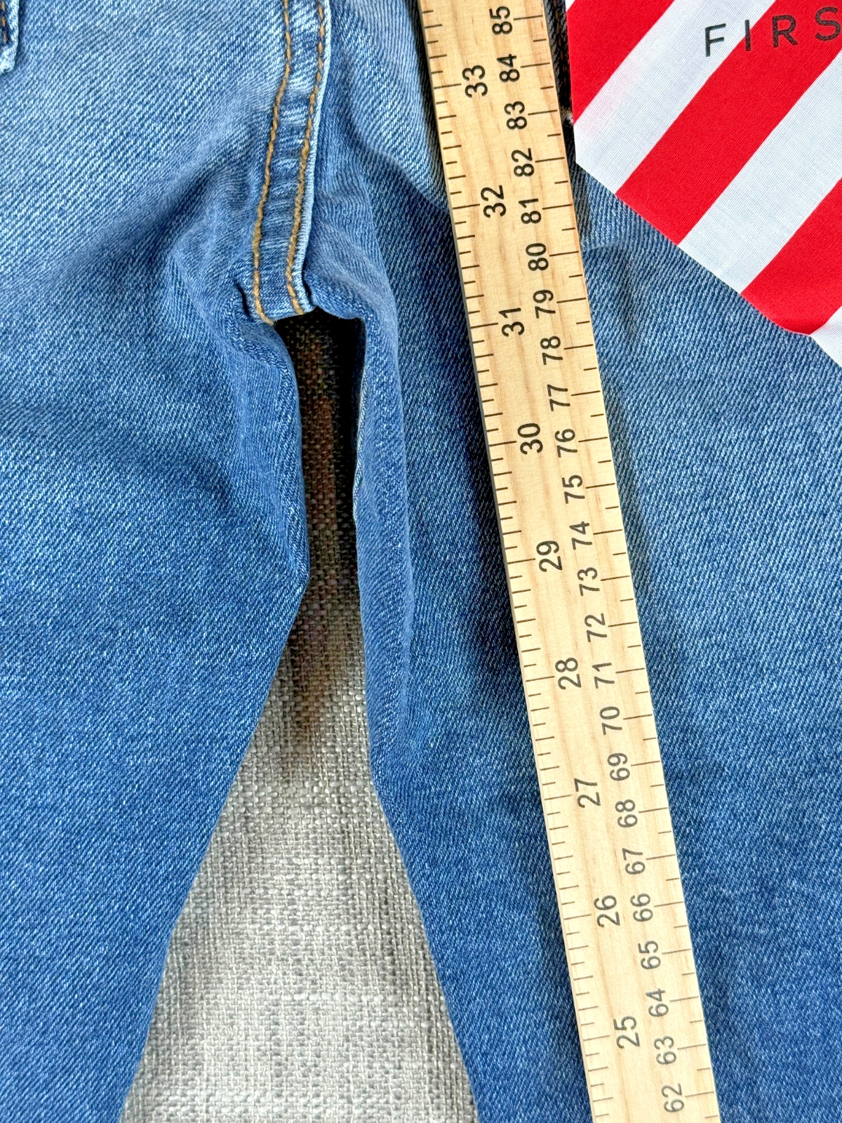 Size 30 x 33 – First Row Denim Paint Splatter Slim Flare Jeans Distressed Hems