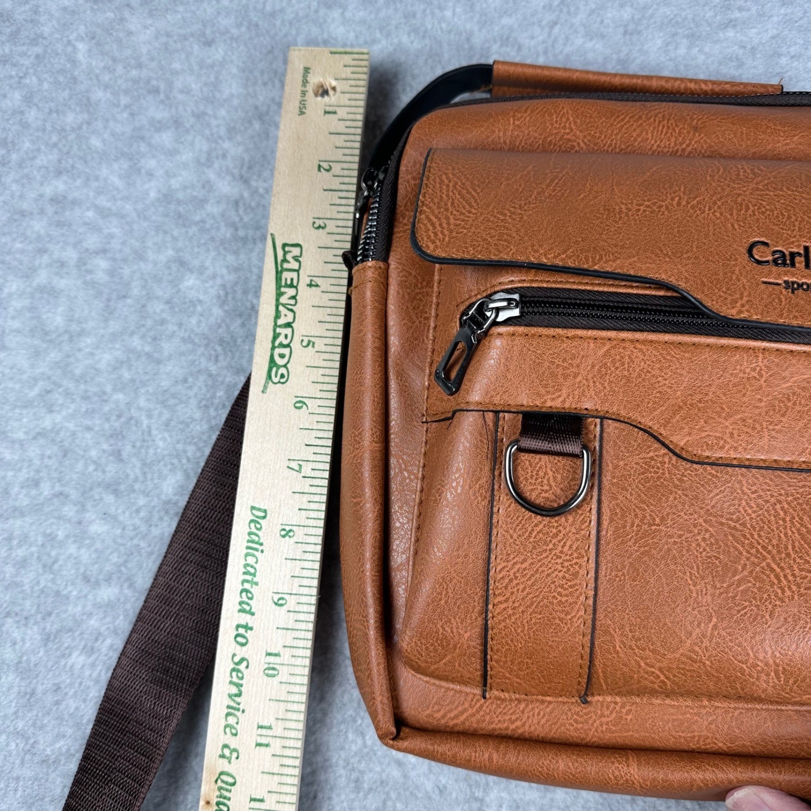 CarlKimu Brown PU Leather Crossbody Messenger Bag Adjustable Strap Utility NWOT