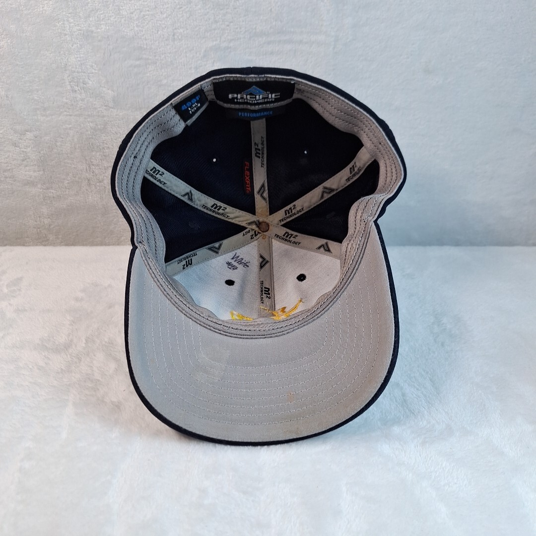 Marucci TP Logo Ball Cap Hat Fitted L/XL Baseball Yellow Logo Navy Blue