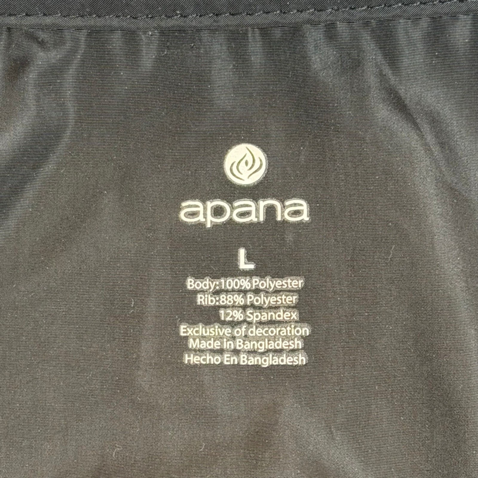 Apana Black Lightweight Windbreaker Jacket Full Zip Womens Size Large Gorpcore