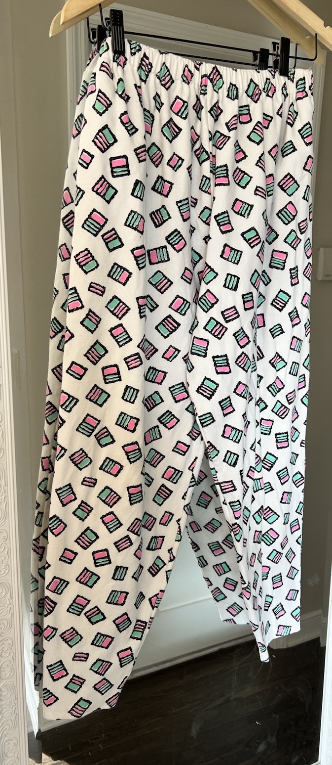 Vintage-Style Custom Homemade Knit “Pop Art” Colorful Print Pants 80’s/90’s