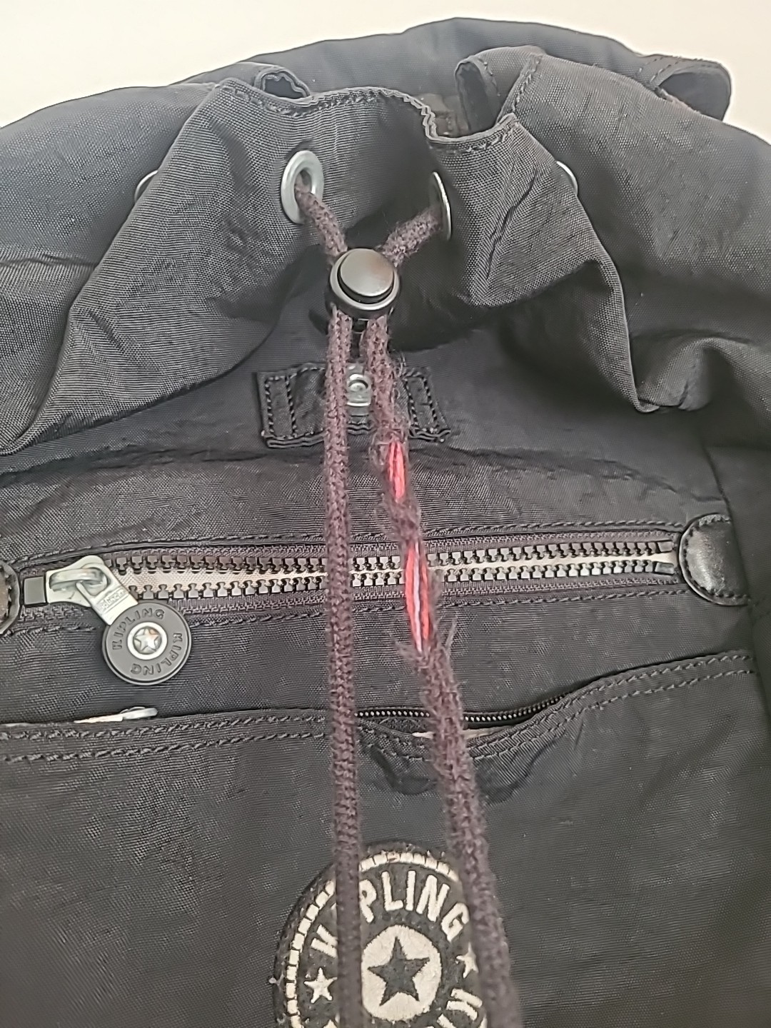 Kipling Womens Textured Zip Silver Tone Hardware Backpack Used